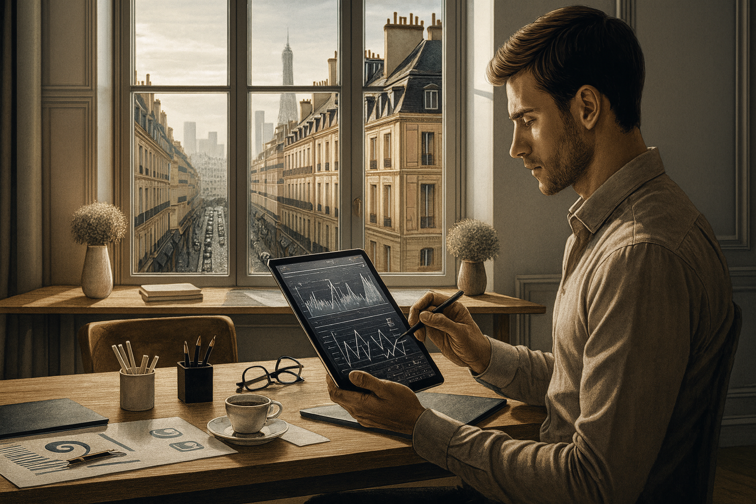 Utilisateur de banque en ligne Oney avec tablette